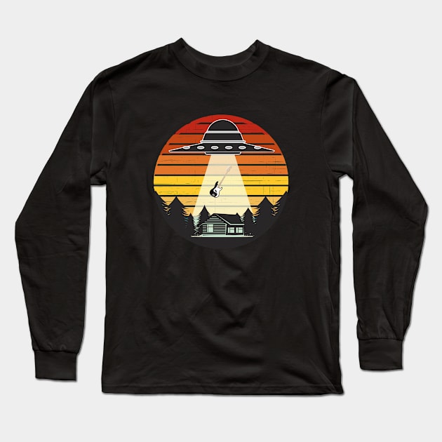 Bass Guitar Player Funny Bassist UFO Long Sleeve T-Shirt by Delta V Art